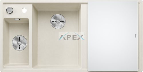 BLANCO AXIA III 6 S Silgranit mosogatótálca, balos medencével, törtfehér, üveg vágólappal, excenterrel (527043)