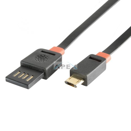 USE USBF 3 - Home USBF 3 töltőkábel, 2 oldalú, fordítható, USB-A dugó, microUSB-B dugó, 3m, 2,1A, adatkábel