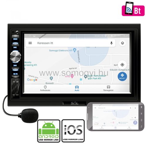 SAL VB X900 - Fejegység; 2xDIN, 7" LCD, RDS, BT, A-LINK, i-LINK