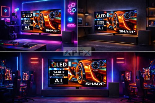SHARP 55HR7265E 139cm-es 4K UHD 144Hz QLED Google TV + CP-AWS0101 AQUOS mélynyomó