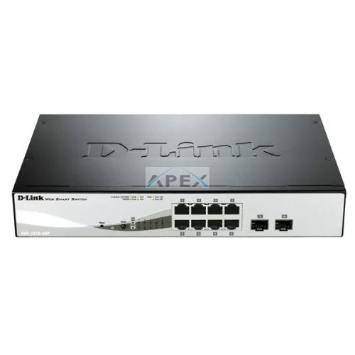 D-LINK Switch 8x1000Mbps(8xPOE) + 2xGigabit SFP Menedzselhető Rackes, DGS-1210-08P/E