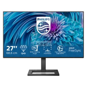   PHILIPS IPS monitor 27" 275E2FAE, 2560x1440, 16:9, 350cd/m2, 1ms, DisplayPort/2xHDMI, hangszóró