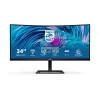 PHILIPS Ívelt VA monitor 34" 346E2CUAE, 3440x1440, 21:9, 350cd/m2, 1ms, 100Hz, USB-C/4xUSB/DisplayPort/HDMI, hangszóró