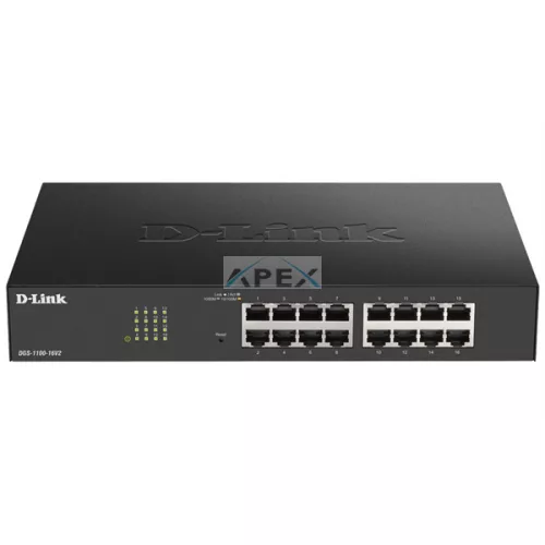 D-LINK Switch 16x1000Mbps Fémházas Asztali Menedzselhető, DGS-1100-16V2/E