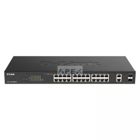   D-LINK Switch 24x1000Mbps (24xPOE) + 2xGigabit kombó SFP Fémházas Menedzselhető Rackes, DGS-1100-26MPV2/E