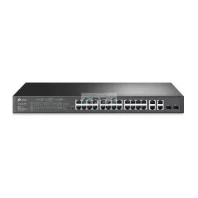   TP-LINK Switch 24x100Mbps (24xPOE) + 4x1000Mbps + 2xGigabit SFP, Menedzselhető, SL2428P