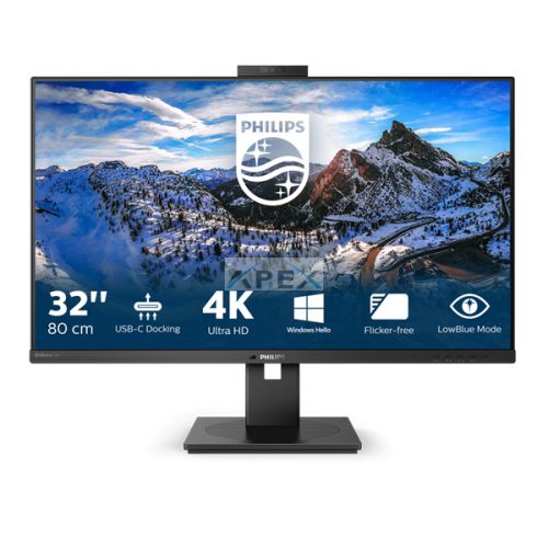 PHILIPS IPS monitor 31.5" 329P1H, 3840x2160, 16:9, 350cd/m2, 4ms, USB-C/4xUSB/DP/2xHDMI/LAN, hangszóró&webkamera