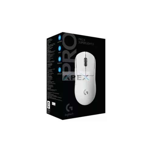 LOGITECH Egér - G Pro X SUPERLIGHT 2 Vezeték Nélküli Gaming LIGHTSPEED, Fehér