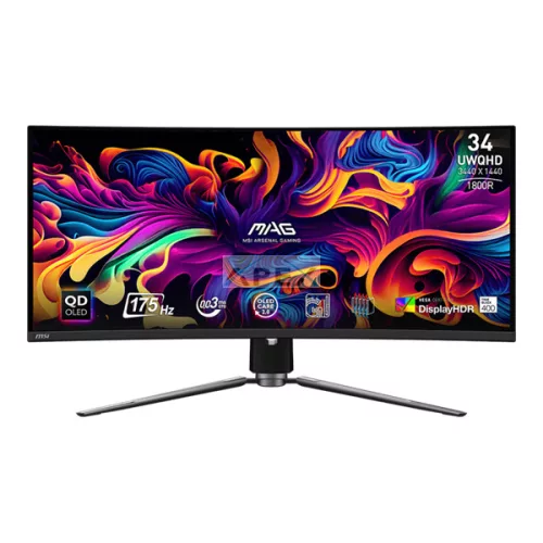 MSI Monitor GAMING MAG 341CQP QD-OLED Ívelt 34" UWQHD 3440x1440, 1800R, 0,03ms, 175Hz, 2x HDMI, DP, USB-C, Black