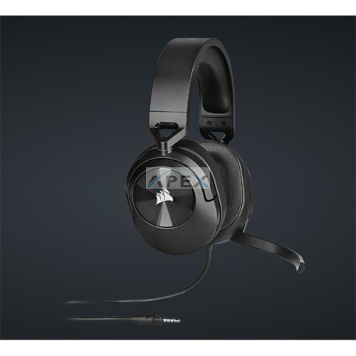 CORSAIR Vezetékes Headset, HS55 Gaming, Ultrakönnyű, Jack dugós, fekete