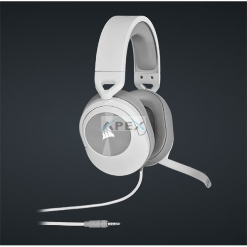 CORSAIR Vezetékes Headset, HS55 Gaming, Ultrakönnyű, Jack dugós, fehér