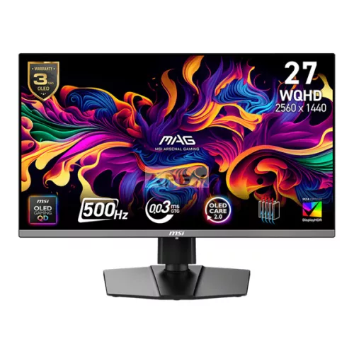 MSI Monitor GAMING MAG 272QP QD-OLED X50 26,5" WQHD 2560x1440, 500Hz, 150000:1 CR, 250cd/m2, 0,03ms, 2x HDMI, DP, USB-C