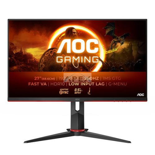 AOC Gaming 280Hz monitor 27" 27G2ZN3/BK, 1920x1080, 16:9, 300cd/m2, 0,5ms, 2xHDMI/DisplayPort, áll. mag. pivot