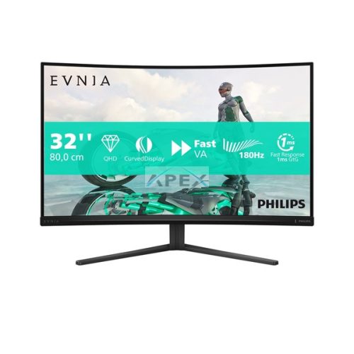 Philips EVNIA 180 Hz ívelt monitor 31,5", 32M2C3500L/00  2560x1440, 16:9, 1ms, 300 cd/m2, HDMIx2/DisplayPort