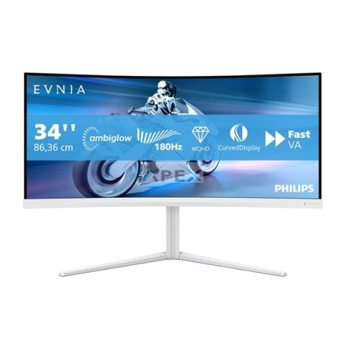 Philips EVNIA 180Hz ívelt monitor 34", 34M2C5501A/00, 3440x1440, 21:9, 1ms, 300 cd/m2, HDMIx2/DisplayPort/USBx4