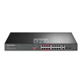   MERCUSYS Switch 18x1000Mbps(16xPOE+) + 2xSFP, Fémházas Asztali Rackes, MS120GP