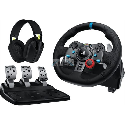 LOGITECH Játékvezérlő - G29 Driving Force Racing Kormány PS3/PS4/PS5/PC +  G435 Vezeték nélküli Gaming headset, fekete