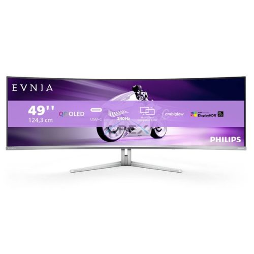 Philips EVNIA ívelt OLED monitor 49", 49M2C8900/00 5120x1440, 32:9, 0,03ms, 1.000 cd/m2, HDMIx2/DP/USBx4/USB-C (90W)