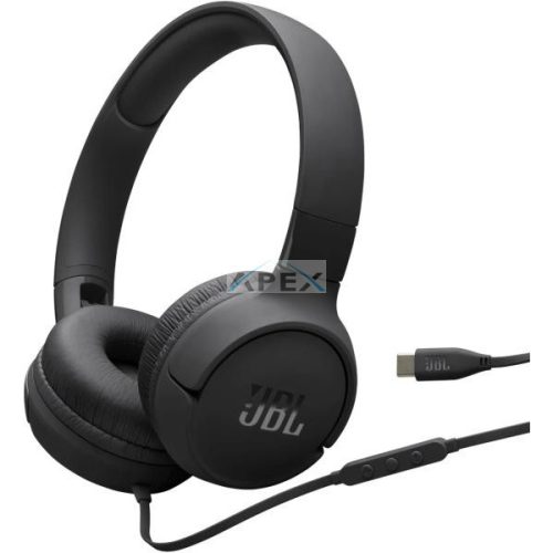 JBL Tune 520C vezetékes fejhallgató, fekete, beépített mikrofon, over ear, kábel hossz 120 cm, 0,156 kg
