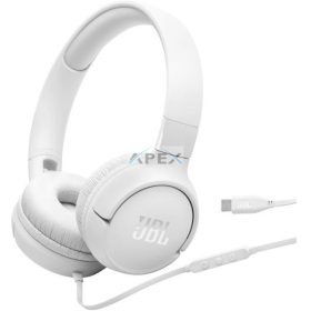   JBL Tune 520C vezetékes fejhallgató, fehér, beépített mikrofon, over ear, kábel hossz 120 cm, 0,156 kg