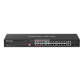   MERCUSYS Switch 28x1000Mbps(24xPOE+) + 2xSFP, Fémházas Asztali Rackes, MS128GP