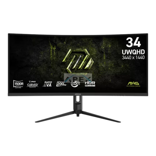 MSI Monitor GAMING MAG 342CQRF E20 Ívelt 34" UWQHD Rapid VA 3440x1440, 200Hz 21:9, 3000:1, 300cd/m2, 0,5ms, 2xHDMI, DP