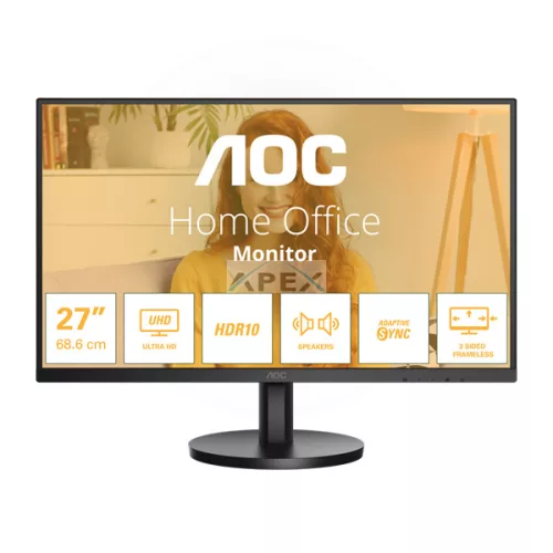 AOC IPS monitor U27B3A 27", 3840x2160, 16:9, 350cd/m2, 4ms, 2xHDMI/DisplayPort