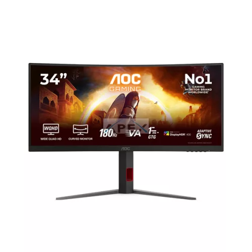 AOC Ívelt Gaming 180Hz VA monitor 34" CU34G4CA, 3440x1440, 21:9, 450cd/m2, 1ms, 2xHDMI/DisplayPort/2xUSB, hangszóró