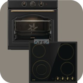   Gorenje Classico BOS67372CLB hőlégkeveréses sütő + EC642CLB üvegkerámia főzőlap FEKETE színben