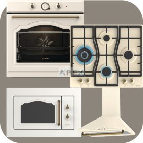   Gorenje Classico BOS67372CLI hőlégkeveréses sütő + GW6D42CLI gáz főzőlap + BM235CLI grilles mikrohullámú sütő + WHC63CLI Kürtős páraelszívó bézs színben