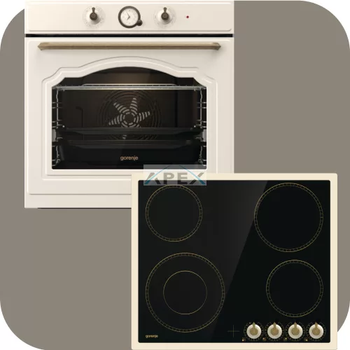 Gorenje Classico BOS67372CLI hőlégkeveréses sütő + EC642CLI üvegkerámia főzőlap bézs színben