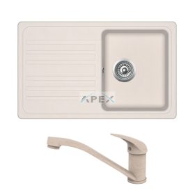   EVIDO Home 45S gránit mosogató bézs EVIDO PINGUIN álló gránit csapteleppel