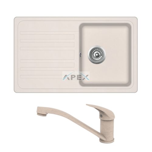 EVIDO Home 45S gránit mosogató bézs EVIDO PINGUIN álló gránit csapteleppel