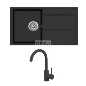   EVIDO Easy 45S gránit mosogató, 760 x 440 mm, antracit + EVIDO LANA csaptelep, antracit