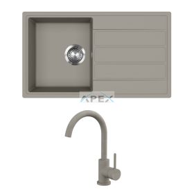   EVIDO Easy 45S gránit mosogató, 760 x 440 mm, platina + EVIDO LANA csaptelep, platina