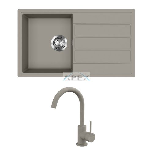 EVIDO Easy 45S gránit mosogató, 760 x 440 mm, platina + EVIDO LANA csaptelep, platina