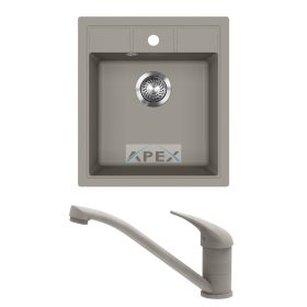   EVIDO Easy 45 gránit mosogató, 460 x 515 mm, platina + EVIDO PINGUIN csaptelep, platina