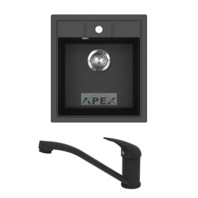   EVIDO Easy 45 gránit mosogató, 460 x 515 mm, antracit + EVIDO PINGUIN csaptelep, antracit