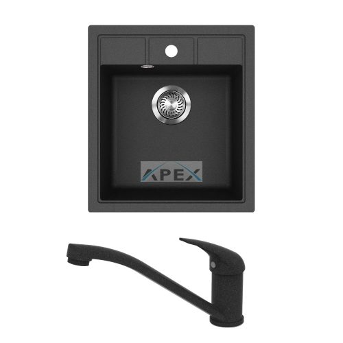 EVIDO Easy 45 gránit mosogató, 460 x 515 mm, antracit + EVIDO PINGUIN csaptelep, antracit