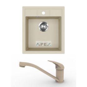   EVIDO Easy 45 gránit mosogató, 460 x 515 mm, bézs + EVIDO PINGUIN csaptelep, bézs