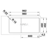 BLANCO ADIRA XL 6S-F palaszürke mosogatótálca, excenterrel, SZINTBE ÉPÍTÉS