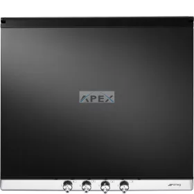  SMEG ÜVEG FEDLAP, rozsdamentes acél keret, fekete, 60 cm széles főzőlaphoz