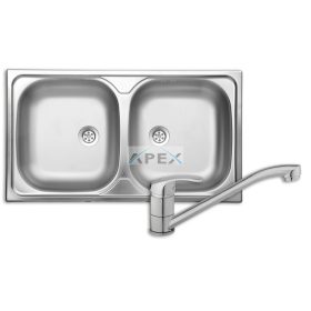   LIVINOX EC-113 kétmedencés rozsdamentes mosogató, EVIDO SMART csapteleppel