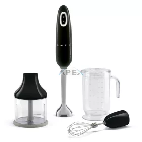   SMEG BOTMIXER SZETT, retro, fekete, tartalma: botmixer, keverőedény, habverő, aprító