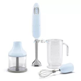   SMEG BOTMIXER SZETT, retro, világoskék, tartalma: botmixer, keverőedény, habverő, aprító