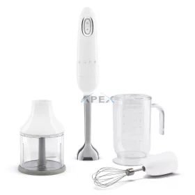   SMEG BOTMIXER SZETT, retro, fehér, tartalma: botmixer, keverőedény, habverő, aprító