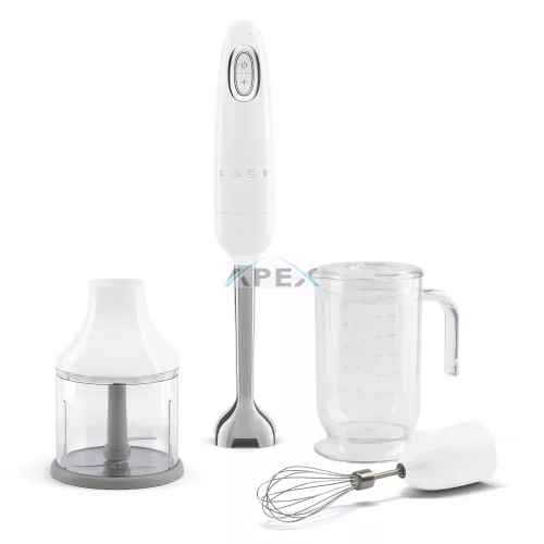 SMEG BOTMIXER SZETT, retro, fehér, tartalma: botmixer, keverőedény, habverő, aprító