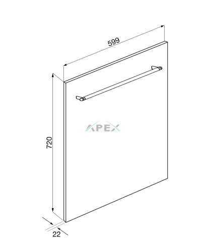 SMEG AJTÓLAP MOSOGATÓGÉPHEZ, teljesen beépíthető, 60 cm-es mosogatógépekhez, 82 cm magas, rozsdamentes acél