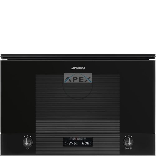 SMEG MIKROHULLÁMÚ SÜTŐ, Linea design, beépíthető, 22 liter, mélyfeketefekete üveg