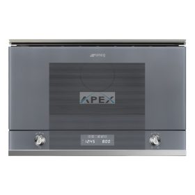   SMEG MIKROHULLÁMÚ SÜTŐ, Linea ,BEÉP., 22 liter, 6 funkció, LED kijelző,forgótányér nélküli, ezüst szürke üveg